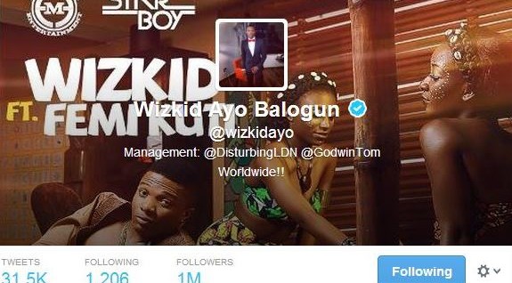 Wizkid Becomes 1st Nigerian Artiste To Gain 1million Followers On Twitter