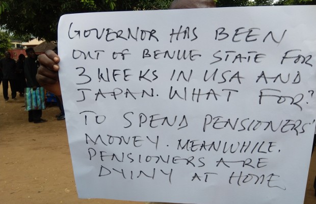 Benue pensioners storm Govt house in protest