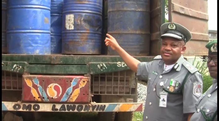 Customs Intercepts Truckload of Petrol being Smuggled out of Nigeria.