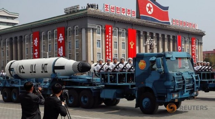 North Korea displays missile