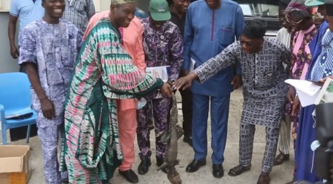 NARPPMAN  Presents Crocodile to Obasanjo, Seeks Efforts to Develop Rubber Industry