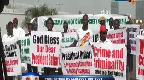 CSOs Storm U.S. Embassy, Protest Travel Ban on Nigeria.